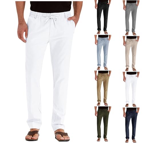 lcyhony Mens Dress Pants Relaxed fit Elastic Waist Drawstring Trouser Summer Lightweight Cool Casual Beach Pants with Pockets