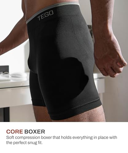 Image of TEGO Core Men's Performance Boxer Brief | Seamless Anti-Chafe Underwear | Soft Compression | 6 inch Inseam | Lightweight & Odour-Control | Designed for Running and Lifting
