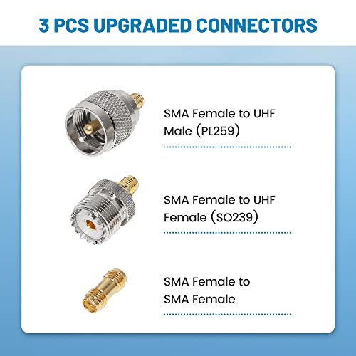 Anina cable coaxial RF con adaptadores SMA a UHF 3 unidades miniatura 4