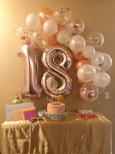 Image of 4 Balloon Numbers Birthday Decorations, 40In Rose Gold Balloons for Party | Eye-catching Appearance, Perfect Decorative Centerpieces, Convenient Self-sealing Structure, Widely for Various Occasions