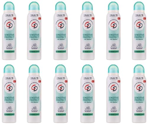 12x CD Deodorant Spray Sensitive Protect 48h Deo-Schutz 0% Alkohol & Aluminiumsalze Vegan,48 Stunden Schutz vor Achselnässe und Körpergeruch, 0% Alkohol 150 ml (12er Pack)