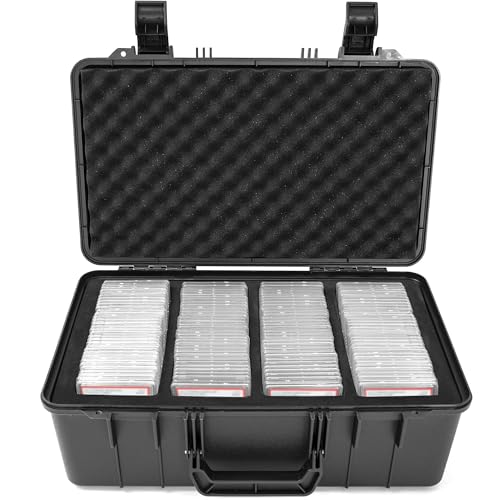 OUUTMEE Graded Card Case - Storage Box for 120+ PSA, CSG, BGS, SGC Graded Sports Trading Cards with 6 EVA Foam