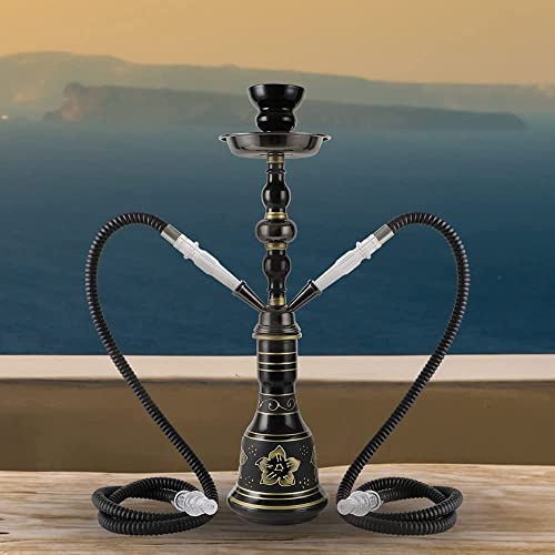 LSZ Shisha-Set Retro-Stil-Haken-Set, 2 Schlauchhuka for 1-2 Personen, Glasvase, Aschenbecher und Keramikschale, Hukah… – Bild 3
