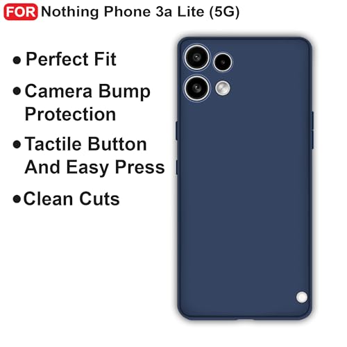 Image of CEDO Back Cover for Nothing Phone 3a Lite (5G) | Camera Bump Protection & Inner Velvet Fabric Lining | Ultra Slim Matte Soft Rubberised Case Cover (Blue)
