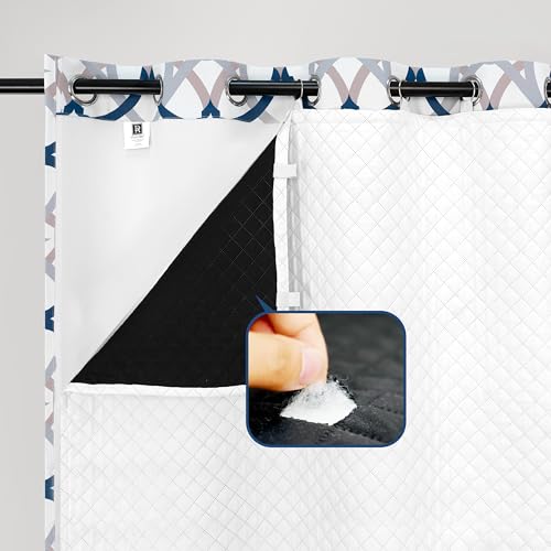 DriftAway Soundproof Thermal Insulated Quilted Curtain Liners for Bedroom Sound Barrier Blackout...