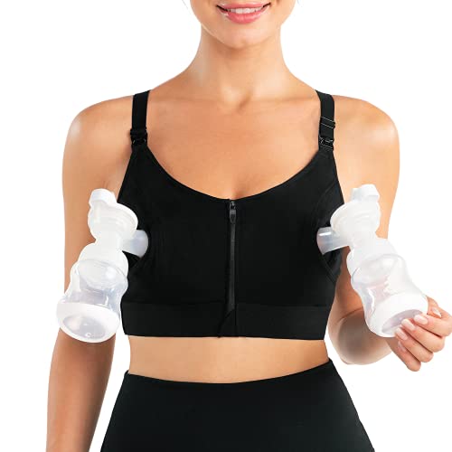 Image of Momcozy Pumping Bra, Upgraded Velcro Back Zipper Adjustable Breast-Pumps Holding Plus Size Pumping and Nursing Bra in One Suitable for 32C-52DDD