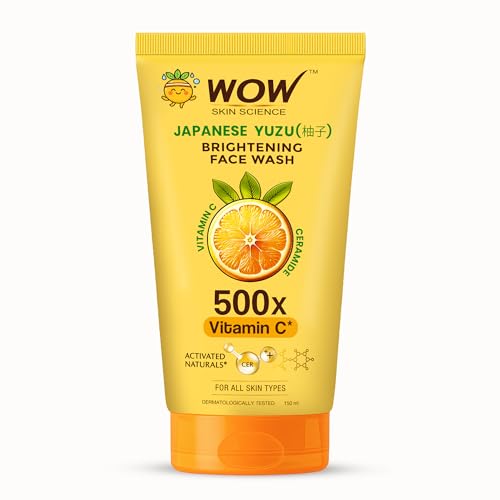 WOW Skin Science Japanese Yuzu + Vitamin C with Ceramide Brightening Face Wash | 500x Vitamin C | For Strengthened Glowing Skin | Paraben-Free Gentle Cleanser with Orange Peel & Camu Camu | 150ml
