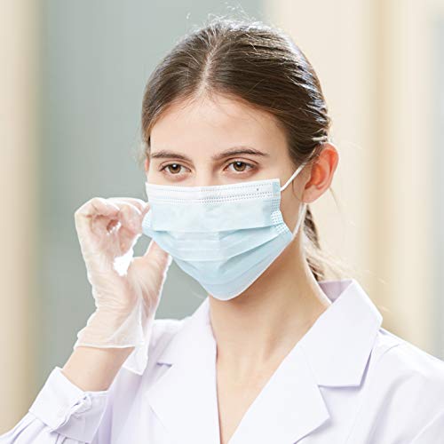 Kinbontop Einweg-Mundschutz, 3-lagig, Typ IIR, einzeln verpackt, atmungsaktiv Masken Mundschutz, mit Ohrbändern und Nasenbügel, Packung mit 50 Stück