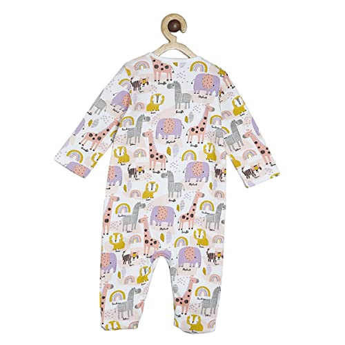 Image of miniklub Infants Girls Pink & Grey Printed Cotton Sleepsuit