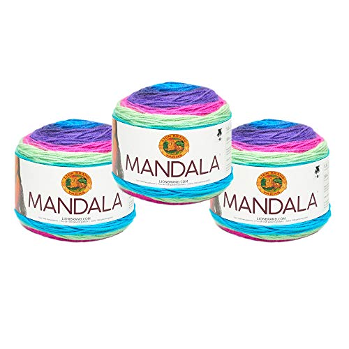 Image of Lion Brand Yarn, Mandala DK Lightweight Yarn for Knitting, Crochet, and Crafts, Troll, 3 Pack, Self-Striping Acrylic Fiber for Baby Blankets, Multicolor Shawls and Variegated Cardigans