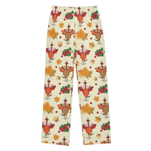 Turkey Maple Leaf Boys Long Pants Soft Trousers Elastic Waist Kids Lounge Bottoms with Pockets S-XL