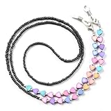 HekouJiub Glasses Chain for Women, Beaded Eyeglass Chains for Women, Heart-Shaped Chain for Glasses with Non-Slip Silicone Hook, Fashionable Eyeglasses/Sunglasses/Mask Necklace Lanyard