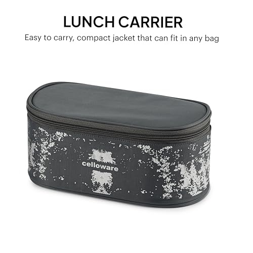 Image of CELLO Gemini Lunch Box Gift Set of 3 Pieces with Bag for Office Use, Grey | 300ml x 2 Steel Round Containers, 500ml x 1 Oval Container with 600 ml Water Bottle, Leak Proof Tiffin Set for School Travel