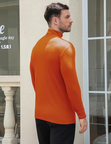 Men's Turtleneck Casual Basic High Neck Long Sleeve T Shirts Half Neck Lightweight Pullover Sweater4