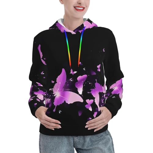 Sweat à capuche violet pour femme EdWal imprimé papillon et coupe ajustée