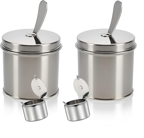 Dwang 2Set Silver 285ml Stainless Steel Sugar Bowl with Spoon,Sugar Bowl Condiment Seasoning Pot Sugar Canister with Spoon - Portable Useful Practical Dinnerware - Image 4