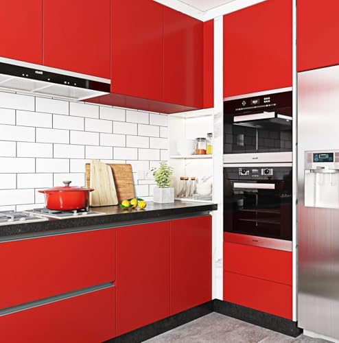 Image of ONETON Peel and Stick Red Matte Contact Paper Waterpoof Self Adhesive Decorative Wallpaper for Wall Kitchen Wallpaper for Bedroom (RED MATT WP, 24x200 inch)