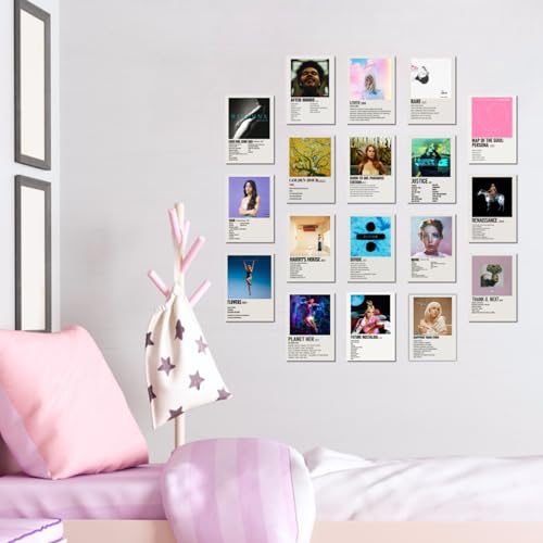 Image of Pop Song Posters Pack of 18 (14.8 x 10.5cm) 300 GSM | Album Minimalist Poster Set | Pinterest Wall Posters | Aesthetic Wall Collage Kit | Aesthetic Wall Decor | Wall Prints for Office