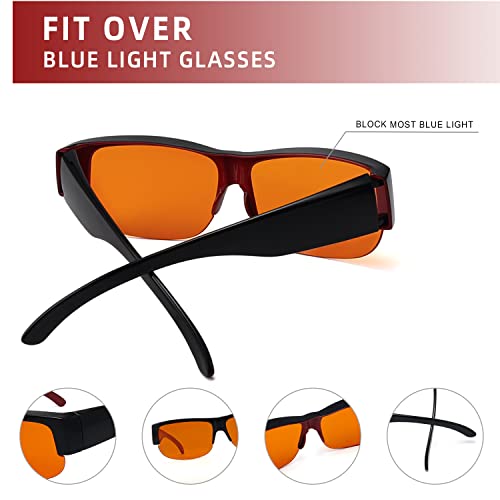 Image of Eyekepper 100% Blue Light Reduction Fitover Anti-Blue Blocking Computer Eyeglasses with Amber Lenses