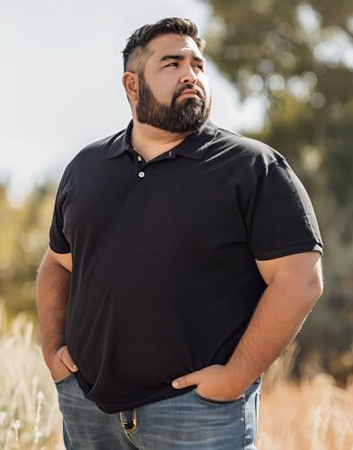 Big and Tall Polo Shirts for Men Short Sleeve Casual Cotton Mens Golf Shirt Classic Button Down Sport Work Shirts4