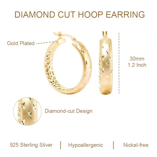 LeCalla Sterling Silver Jewelry Diamond-Cut Hoop Earring for Women3