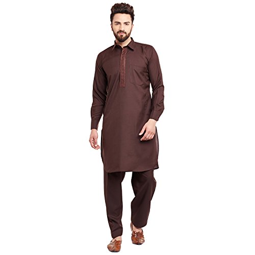 Image of SOJANYA (Since 1958, Men's Silk Blend Grey Kurta Pyjama & Silk Blend Jacket Combo