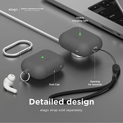 elago Silicone Case for Apple AirPods Pro 2nd Gen, Front LED Visible, Wireless Charging Compatible, Dark Grey - Image 4