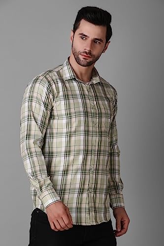Image of Men's Regular Fit Checked Casual Shirt with Spread Collar