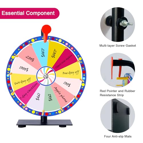 Roue de prix de 30,5 cm colorée robuste pour roulette de table de pub et salons
