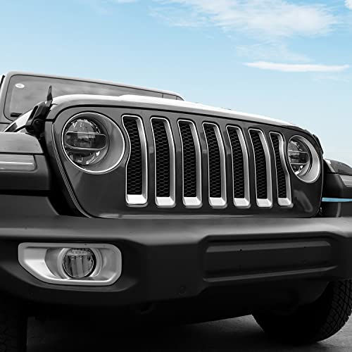 Image of CheroCar for JL Mesh Grille Grill Insert & Headlight Turn Light Cover Trim Exterior Accessories for Jeep Wrangler JL JLU 2018-2026 & Gladiator JT 2020-2026