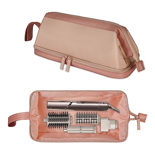 SITHON Travel Case Compatible with Airwrap/Shark FlexStyle SpeedStyle, Water Resistant Double Layer Storage Carrying Organizer Bag w/Widely Opening for Dyson Supersonic (Bag Only) (Rose Gold)