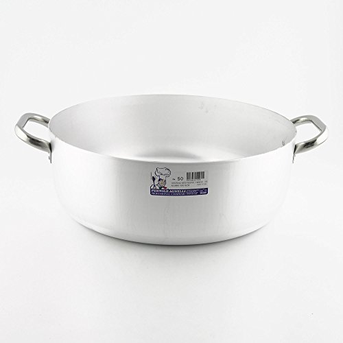 Pentole Agnelli Alluminio ALMA10650 Linea 3mm Casseruola Bassa con 2 Manici, 50 cm, Acciaio
