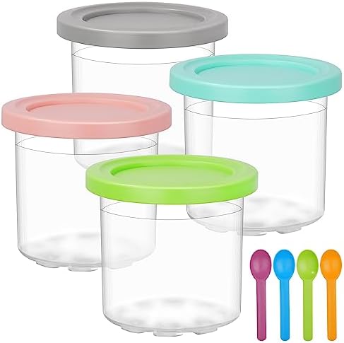 4 Contenitori Per Ninja Creami - Set Per Gelato Fatto In Casa Con Coperchi Colorati 1329882