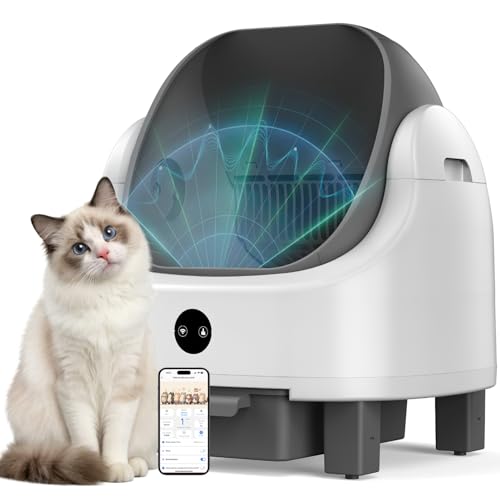 OROLEY Lettiera per gatti autopulente, Open-Top,Lettiera automatica, Robot per il controllo degli odori, Monitor in tempo reale APP 96L, Lettiera per gatti multipli gatti, Sensore di sicurezza a