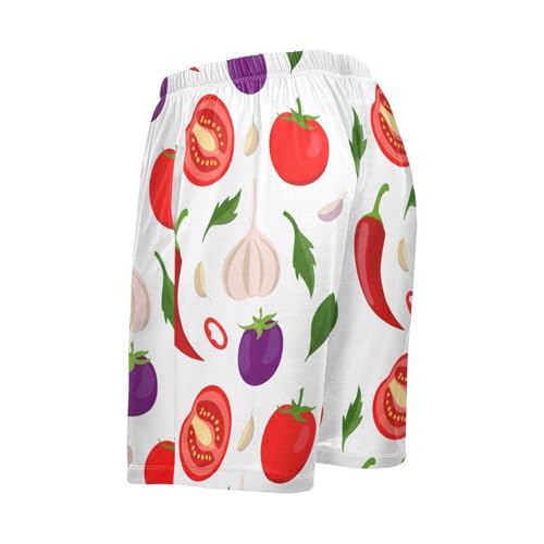 Garlic Pepper White Pajama Shorts for Men Lounge Pants Lounge Pajama Bottoms Men's Separate Bottoms with Pockets, S-XXL3