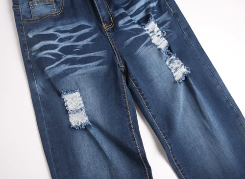 Image of QIMYUM Men's Wide-Leg Baggy Flex Jeans Relaxed Loose Fit Long Denim Pants