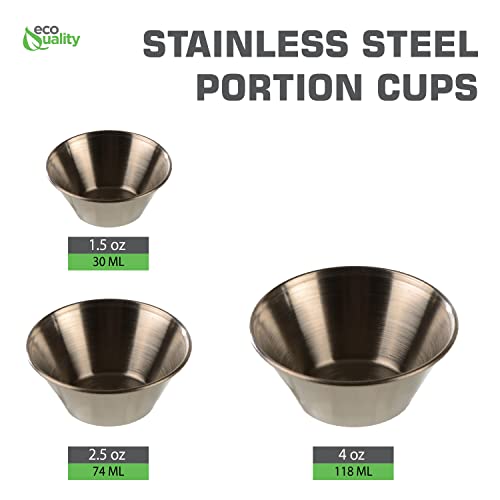 EcoQuality [36 PACK] 1.5 oz Stainless Steel Sauce Cups - Round Condiment Containers, Food Safe/Commercial Grade Safe/Portion Dipping Cups, Sauce Cups, Ramekins