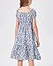 Poploli Girls Summer Dress Kids Floral Square Neck Puff Sleeve A-Line Midi Dresses Blue