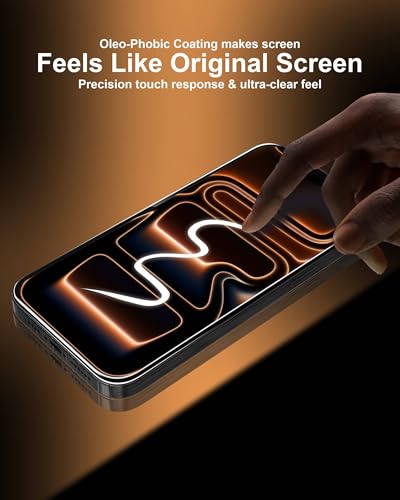 Image of Affix 2 Pack for iPhone 17 Pro Max Full Coverage Tempered Glass, Screen Protector Guard with Easy Fix Installation Tool, 9H Hardness Shatterproof, HD Clear Scratch Resistant
