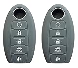 KAWIHEN 2 Pcs Silicone Keyless Entry Case Cover Smart Remote Key Fob Cover Protector For Nissan 5 button Armada Murano Maxima Altima Sedan Pathfinder 285E3-3TP5A KR5S180144014（gray）