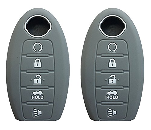 KAWIHEN 2 Pcs Silicone Keyless Entry Case Cover Smart Remote Key Fob Cover Protector for Armada Murano Maxima Altima Sedan Pathfinder 285E3-3TP5A KR5S180144014（Gray）