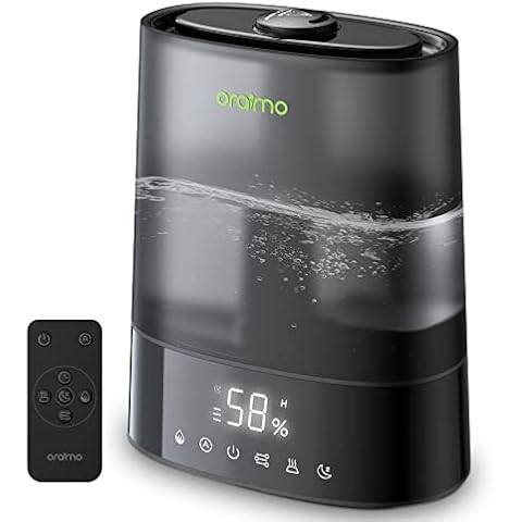 Oraimo Luftbefeuchter, 6L Top-Fill Smart Humidifier mit Warm/Kalt Nebel, Auto Angepasste Luftfeuchtigkeit, Ultra leiser effizienter Raumbefeuchter für Schlafzimmer, Kinderzimmer, Pflanzen bis 70 m² Cover