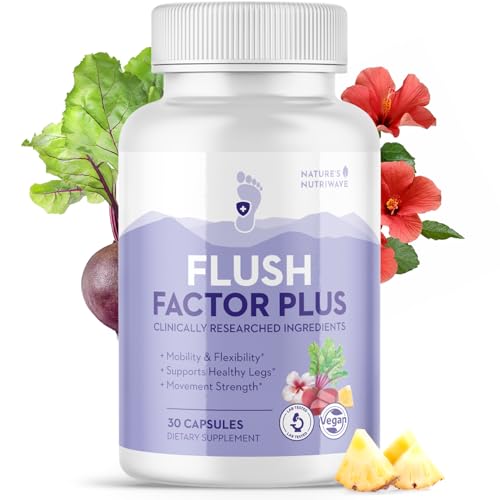 Natures NutriWave Flush Factor Plus - Original Formulated FlushFactorPlus for Leg Comfort 100% Natural Ingredients Made in USA No Stimulants | 30 Capsules 1 Month Supply