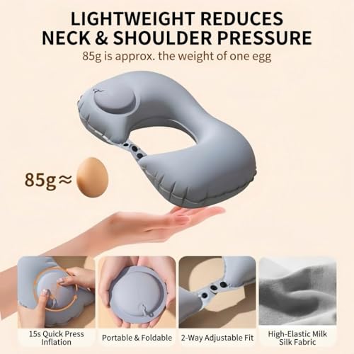 Almohada inflable cuello U tamaño grande portátil miniatura 7