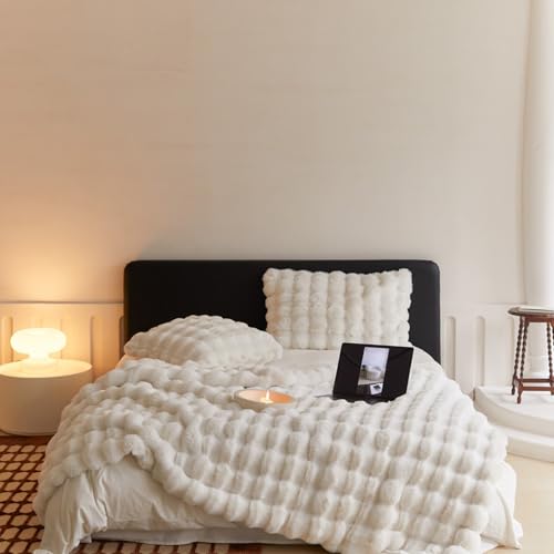 GOATRIP 毛布 ふわとろ毛布 シングル 冬用 モコモコ 2枚合わせ 高密度 厚手 柔らかく肌触 ふわふわ ふわとろ ラグジュアリー ひざ掛け 暖かい 静電気防止 洗える 抗菌防臭 (ホワイト, 100x160cm)