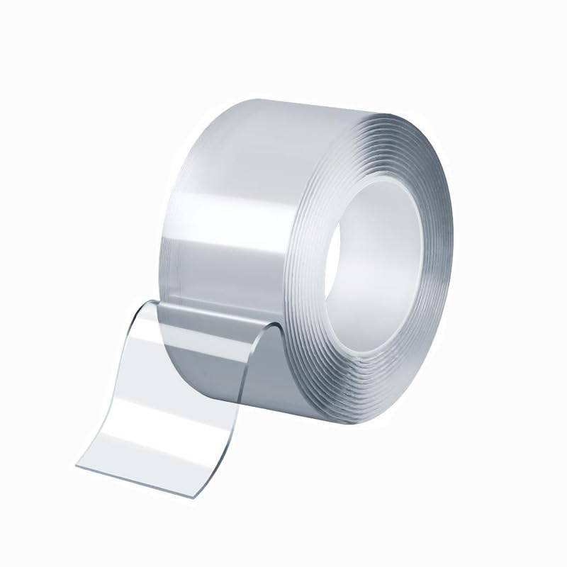 Nano Double Sided, 3.3ft (1m) Multipurpose Removable Mounting Tape, 1.18in Wide x 0.08in Thick, Transparent Washable Reusable Sticky Adhesive Strips for Home. 2 Roll