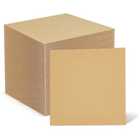 50 Corrugated Cardboard Sheets - 12x12 Inches Flat Card Board Inserts LP record Corrugated Cardboard Insert Pads for Packing, Mailing, DIY Crafts Cover