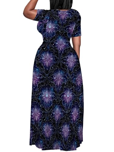 Image of PinkPatty Women's Plus Size Maxi Dresses Short Sleeve Sundress Summer T-Shirt Beach Long Dress with Pockets