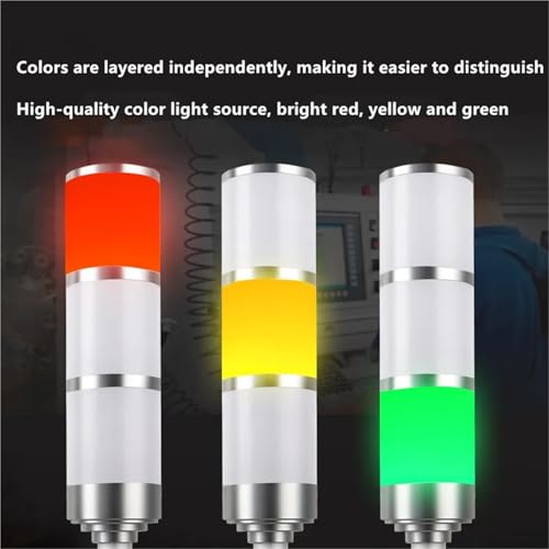 Colonne lumineuse industrielle 24V avec avertisseur sonore et deux feux de signalisation - 3