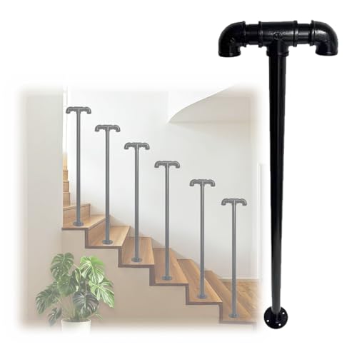 Industrielles Treppengeländer aus Metall, rutschfest, für Senioren, einfache Installation, gelber Eisen-Zaunpfosten, 100 cm Höhe